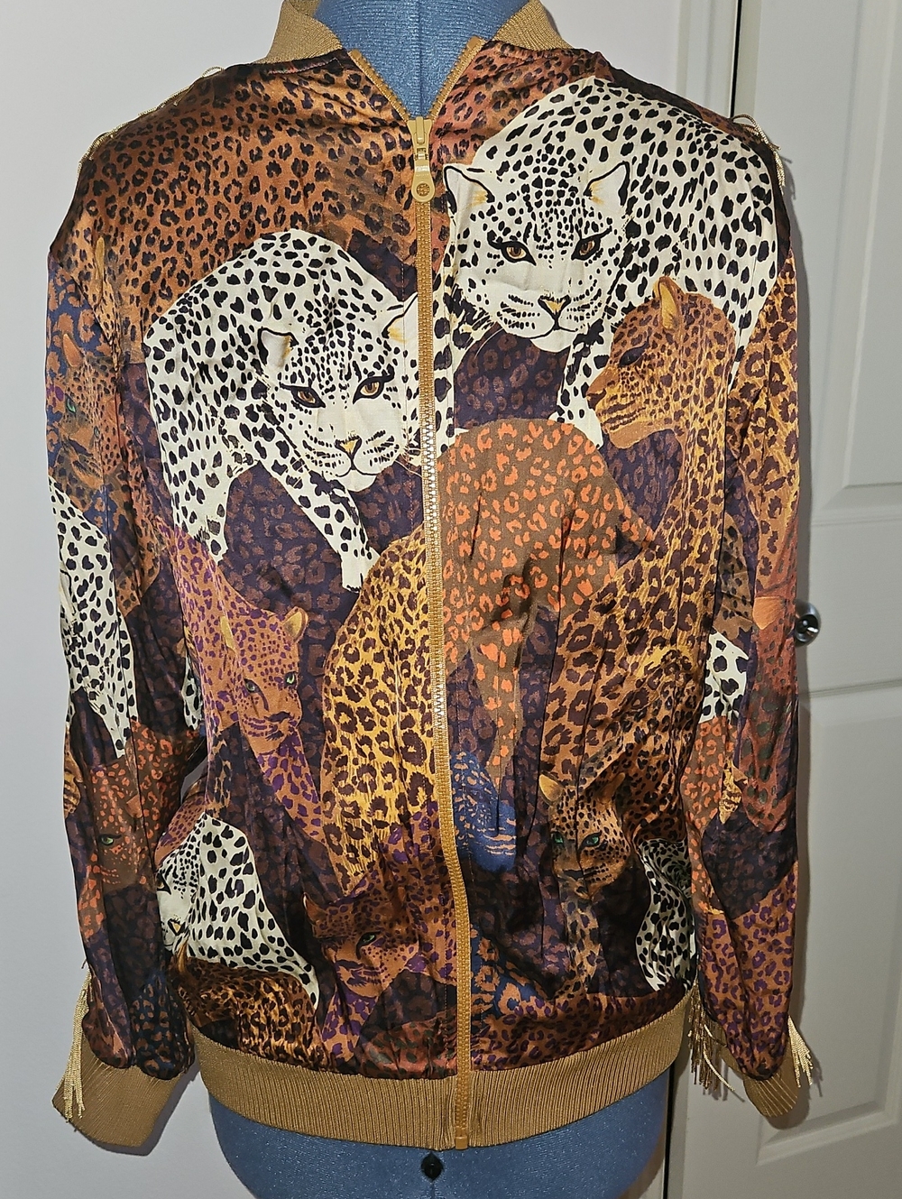 Farm Rio Leopard-Print Bomber Jacket - Brown Multicolor XS - Picture 2 of 7